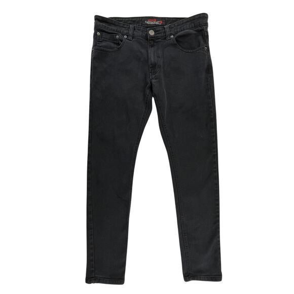 AMARI | Men's Copper Rivet 32/32 Jet Black Denim Straight Leg Slim Skinny Jeans - Picture 1 of 6